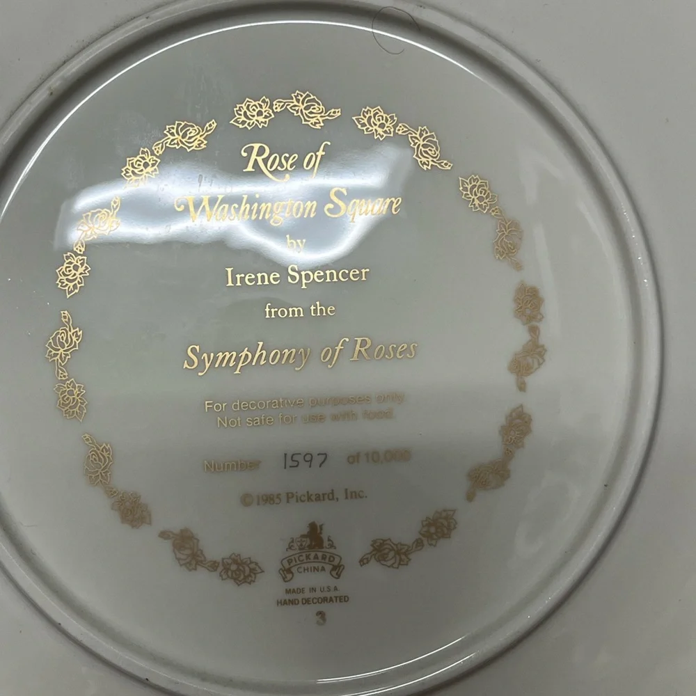- PICKARD Symphony of Roses full set collector plates by Irene Spencer